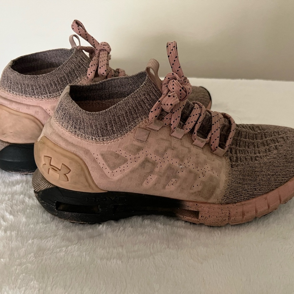 Under Armour Pink and Black Athletic Shoes with Knit Design